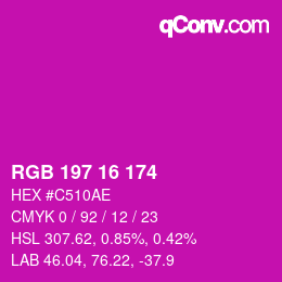 Color code: RGB 197 16 174 | qconv.com