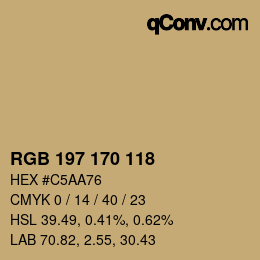 Color code: RGB 197 170 118 | qconv.com