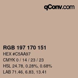 Color code: RGB 197 170 151 | qconv.com