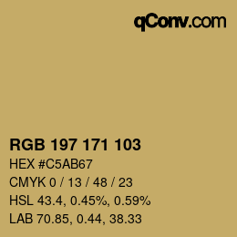 Color code: RGB 197 171 103 | qconv.com