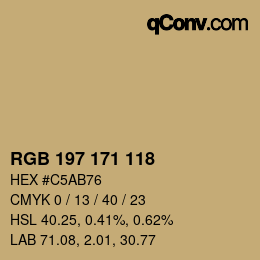 Color code: RGB 197 171 118 | qconv.com