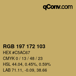 颜色代码: RGB 197 172 103 | qconv.com