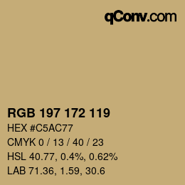 颜色代码: RGB 197 172 119 | qconv.com