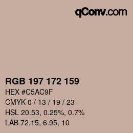 カラーコード: RGB 197 172 159 | qconv.com
