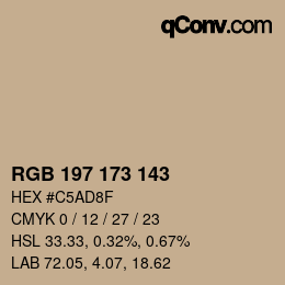 カラーコード: RGB 197 173 143 | qconv.com
