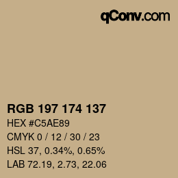 Color code: RGB 197 174 137 | qconv.com