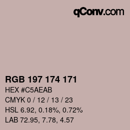 Color code: RGB 197 174 171 | qconv.com