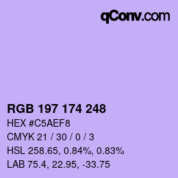 カラーコード: RGB 197 174 248 | qconv.com