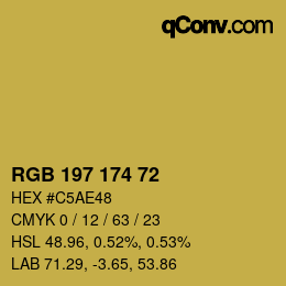 Color code: RGB 197 174 72 | qconv.com