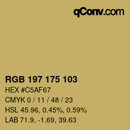 Color code: RGB 197 175 103 | qconv.com