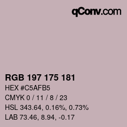 Color code: RGB 197 175 181 | qconv.com