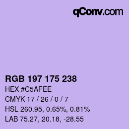 Color code: RGB 197 175 238 | qconv.com