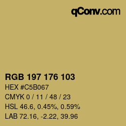 Color code: RGB 197 176 103 | qconv.com