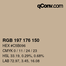 Código de color: RGB 197 176 150 | qconv.com