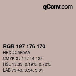 カラーコード: RGB 197 176 170 | qconv.com