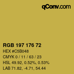 Color code: RGB 197 176 72 | qconv.com