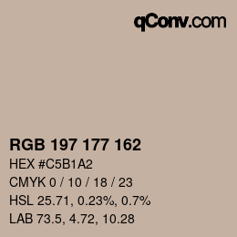 Color code: RGB 197 177 162 | qconv.com