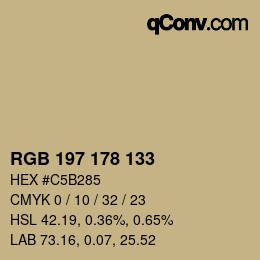 カラーコード: RGB 197 178 133 | qconv.com