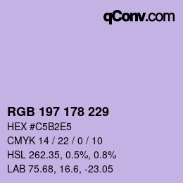 Color code: RGB 197 178 229 | qconv.com
