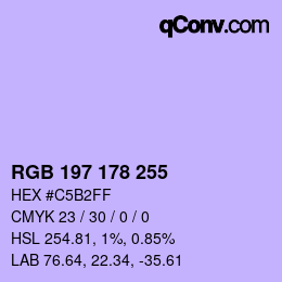 Color code: RGB 197 178 255 | qconv.com