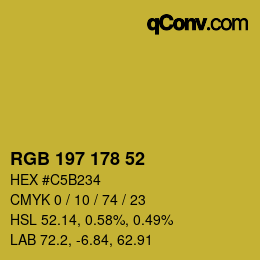 Color code: RGB 197 178 52 | qconv.com
