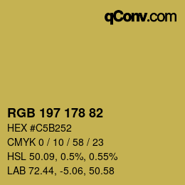 Color code: RGB 197 178 82 | qconv.com