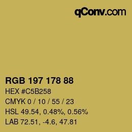 Color code: RGB 197 178 88 | qconv.com
