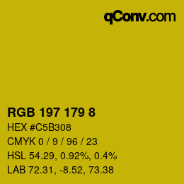 Color code: RGB 197 179 8 | qconv.com