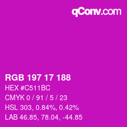 Color code: RGB 197 17 188 | qconv.com