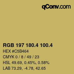 カラーコード: RGB 197 180.4 100.4 | qconv.com