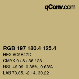 カラーコード: RGB 197 180.4 125.4 | qconv.com