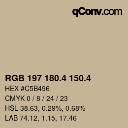 カラーコード: RGB 197 180.4 150.4 | qconv.com