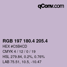 カラーコード: RGB 197 180.4 205.4 | qconv.com