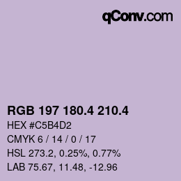 カラーコード: RGB 197 180.4 210.4 | qconv.com