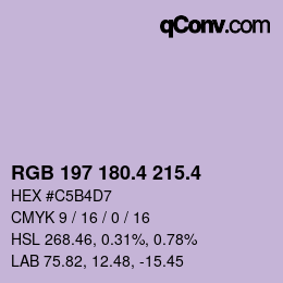 カラーコード: RGB 197 180.4 215.4 | qconv.com