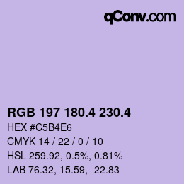 カラーコード: RGB 197 180.4 230.4 | qconv.com