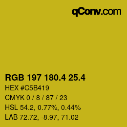 カラーコード: RGB 197 180.4 25.4 | qconv.com