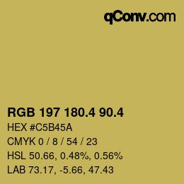 カラーコード: RGB 197 180.4 90.4 | qconv.com