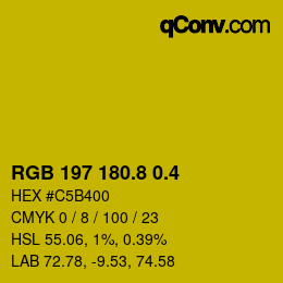 カラーコード: RGB 197 180.8 0.4 | qconv.com