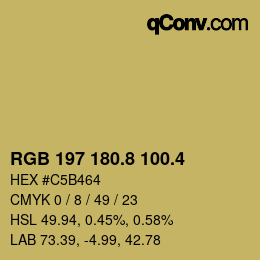 カラーコード: RGB 197 180.8 100.4 | qconv.com