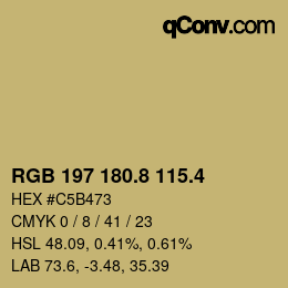 カラーコード: RGB 197 180.8 115.4 | qconv.com