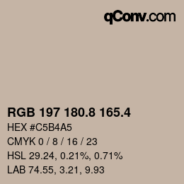 カラーコード: RGB 197 180.8 165.4 | qconv.com