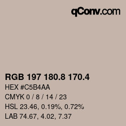 カラーコード: RGB 197 180.8 170.4 | qconv.com