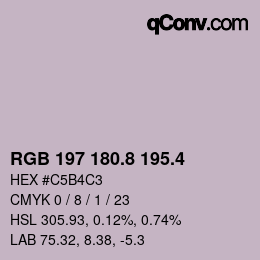 カラーコード: RGB 197 180.8 195.4 | qconv.com