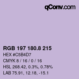 カラーコード: RGB 197 180.8 215 | qconv.com