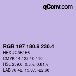カラーコード: RGB 197 180.8 230.4 | qconv.com