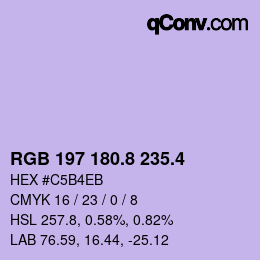 カラーコード: RGB 197 180.8 235.4 | qconv.com