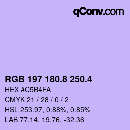 カラーコード: RGB 197 180.8 250.4 | qconv.com