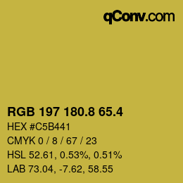 カラーコード: RGB 197 180.8 65.4 | qconv.com