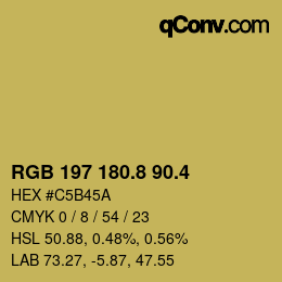 カラーコード: RGB 197 180.8 90.4 | qconv.com